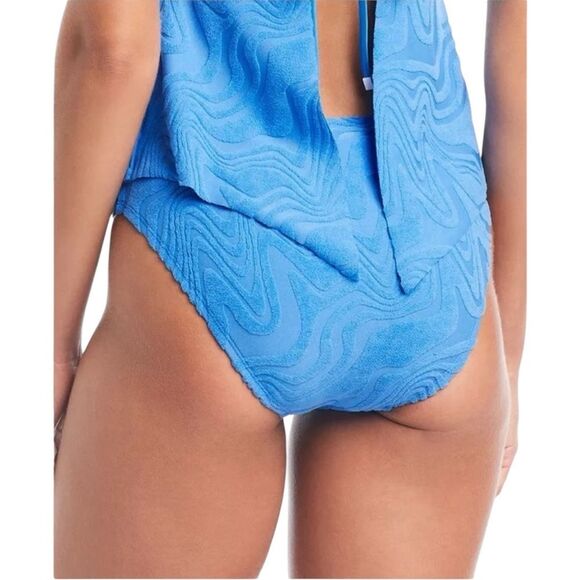 Bar III Blue Textured 2 Piece Swimsuit Hankey Top Tankini Bikini Size S/M NEW - Picture 7 of 15
